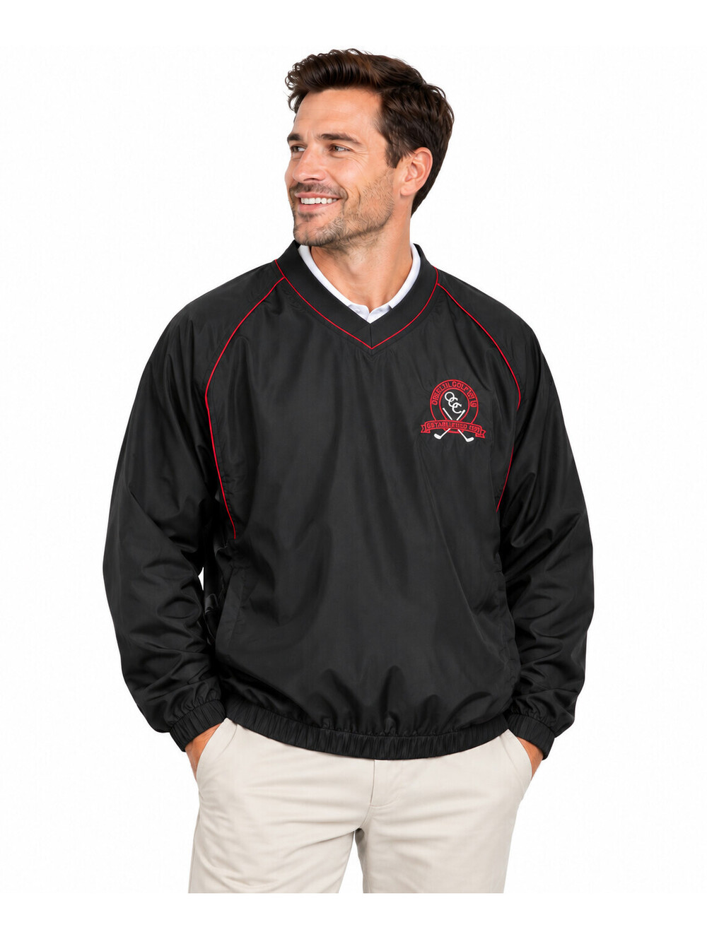 FootJoy Oberlin Golf Club Pullover Windshirt Jacket Men's XL Black Red FJ Golf